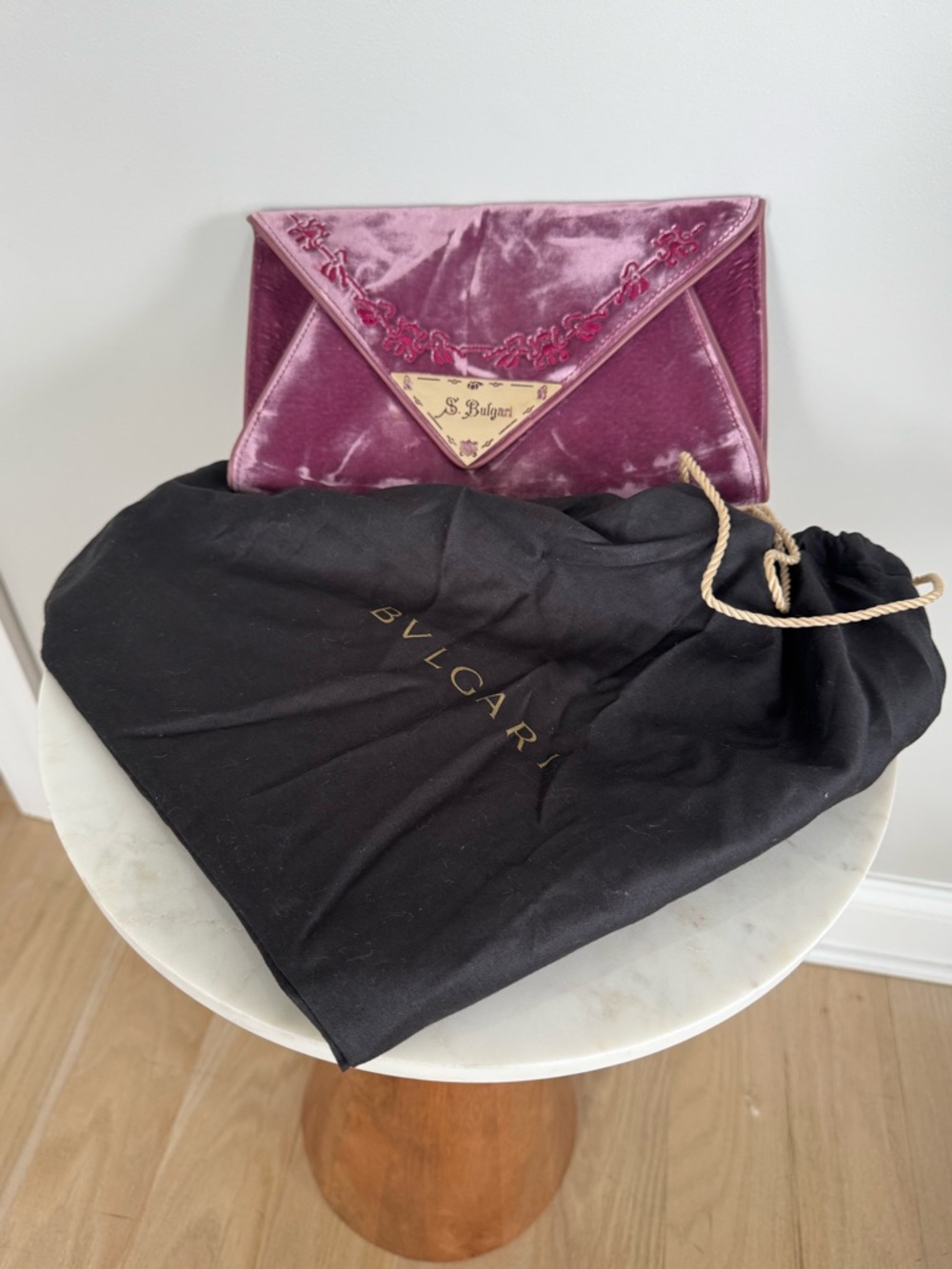 Vintage Bulgari Crushed Velvet Clutch with Dust Bag ✨